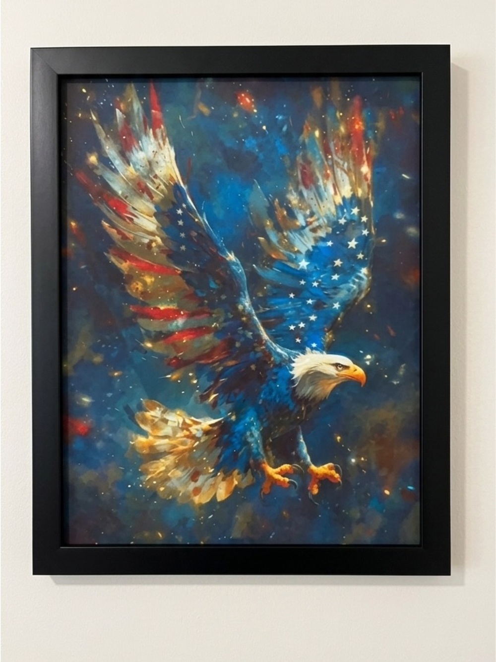Framed American Bald Eagle Flag | 4th of July USA | Patriotic American Flag 8x10